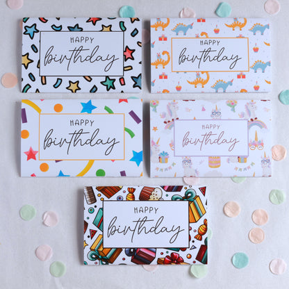 Handmade Kids Birthday Cards with Money Pocket -  5 Pack