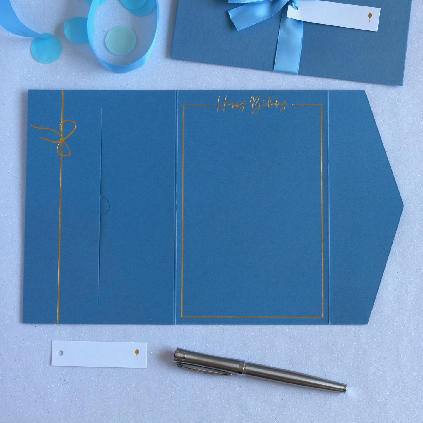 Luxury Birthday Card with Gift Voucher Card Holder - Blue