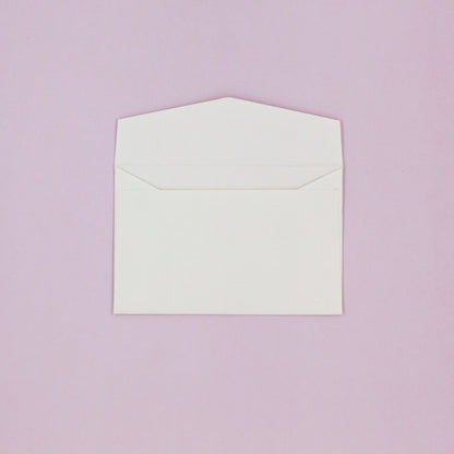 White mailing envelope, flap open