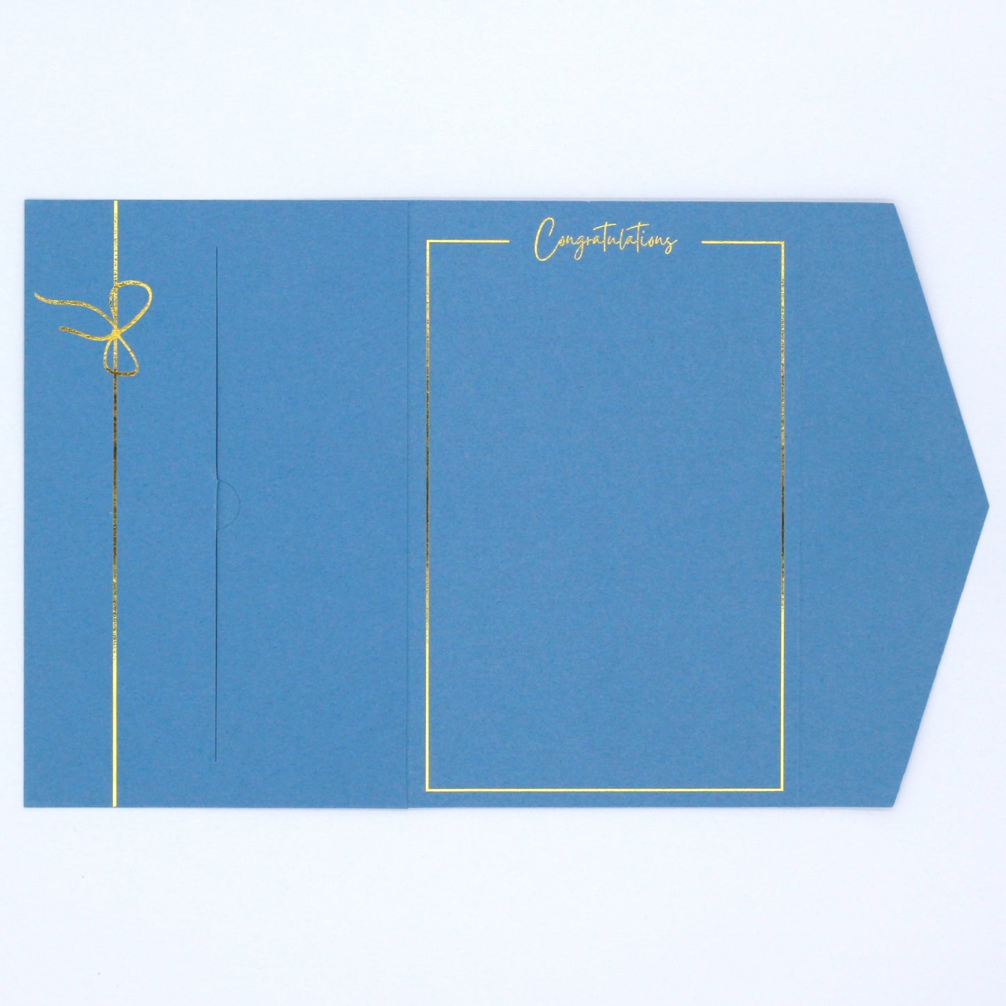 Blue congratulations pocket greeting card with gold foil congratulations