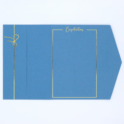 Blue congratulations pocket greeting card with gold foil congratulations