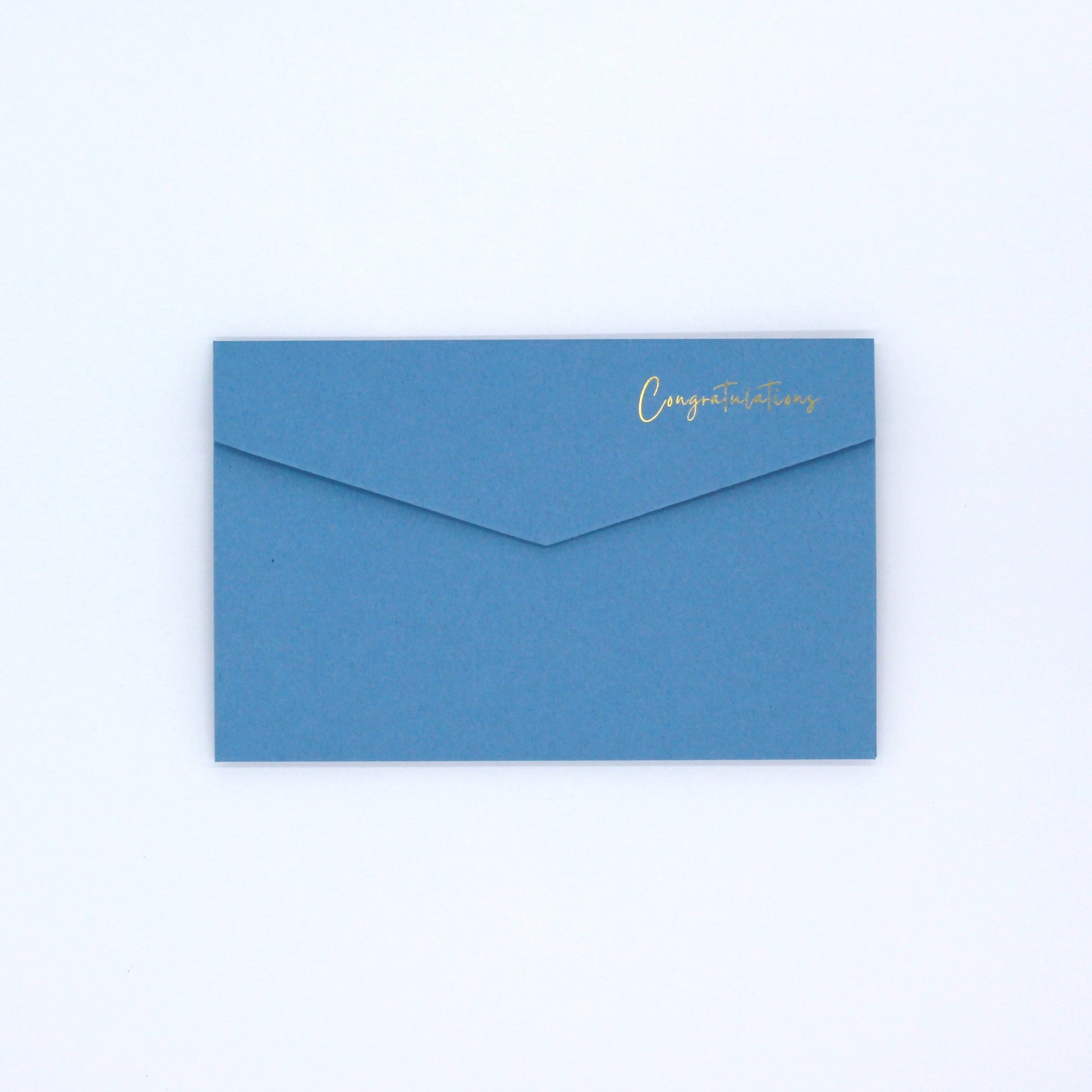 Blue congratulations pocket greeting card with gold foil congratualtions