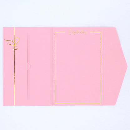 Pink Congratulations greeting card with gold foil Congratulations