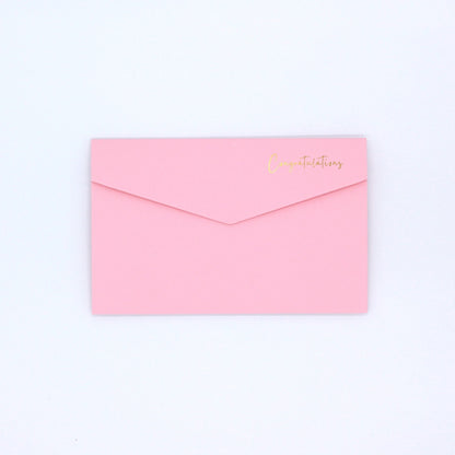 Pink congratulations greeting card with gold foil congratulations