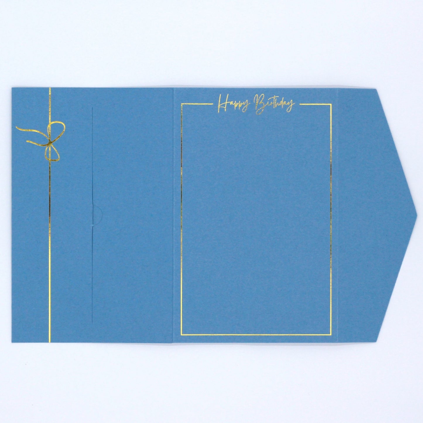 Blue pocket birthday greeting card with gold foil