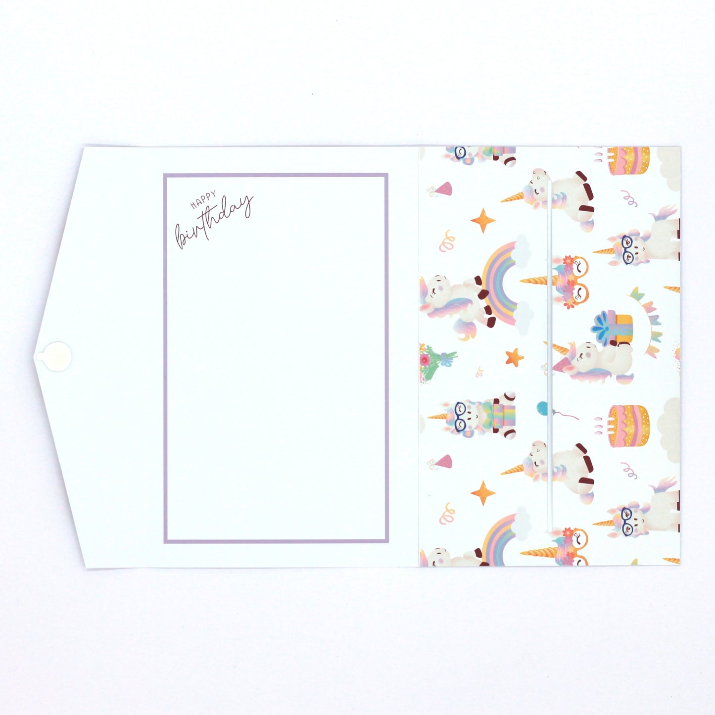 Premium Handmade Kids Birthday Card with Pocket - Unicorn