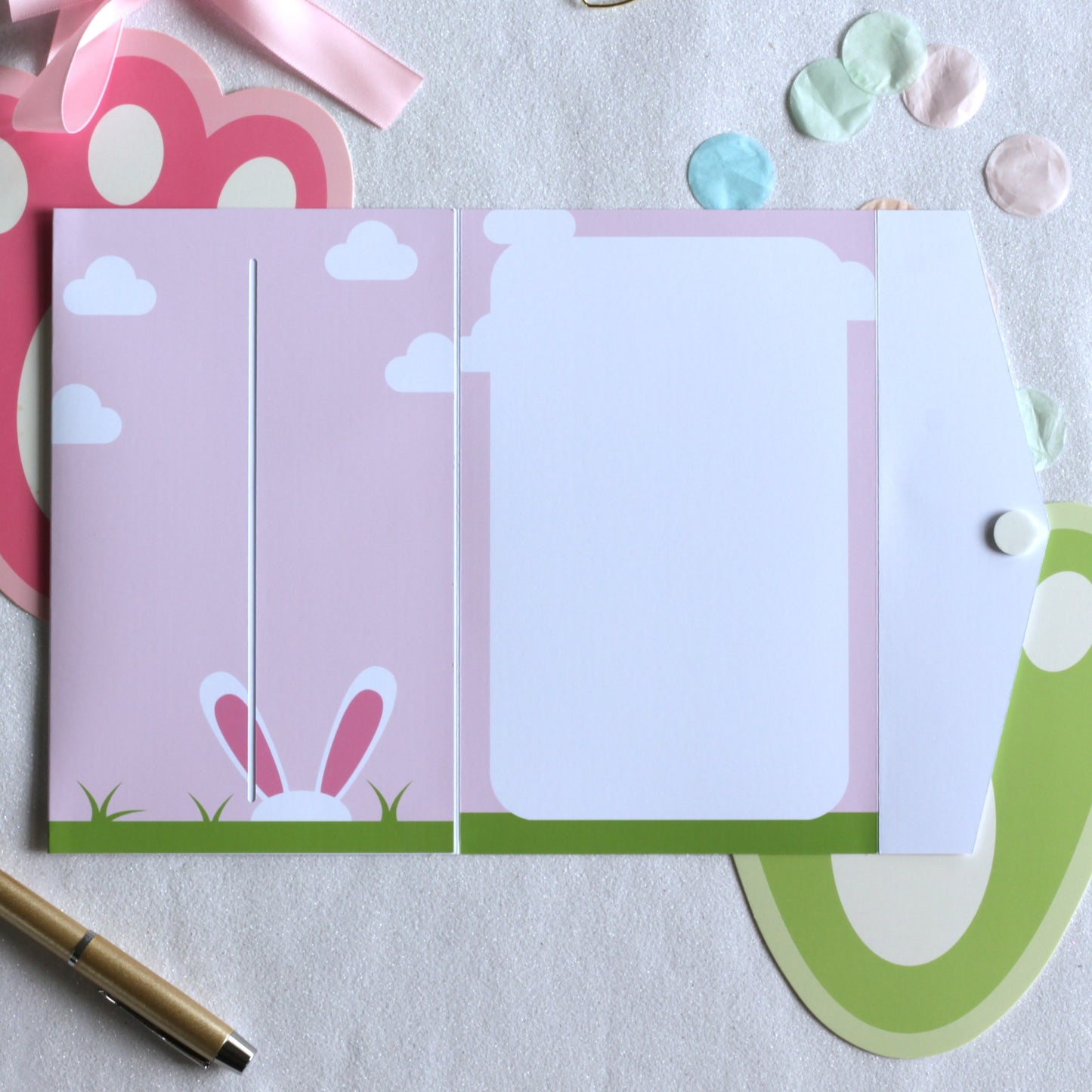 Inside of Pink Personalised handmade easter money envelope