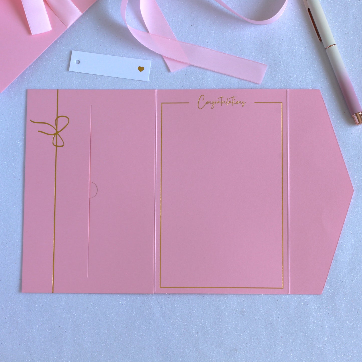 Elegant Pocket Congratulations Card with Gift Card Holder - Perfect for Bridal and baby Showers