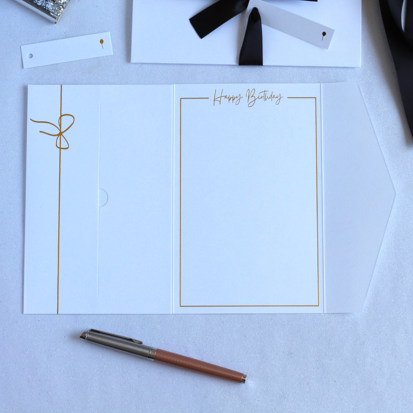 Luxury Pocket Birthday Cards with Gift Card Holder - White